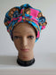 Colorful print satin lined bonnet headwrap