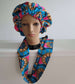 Colorful print satin lined bonnet headwrap