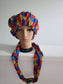 Colorful print satin lined bonnet headwrap