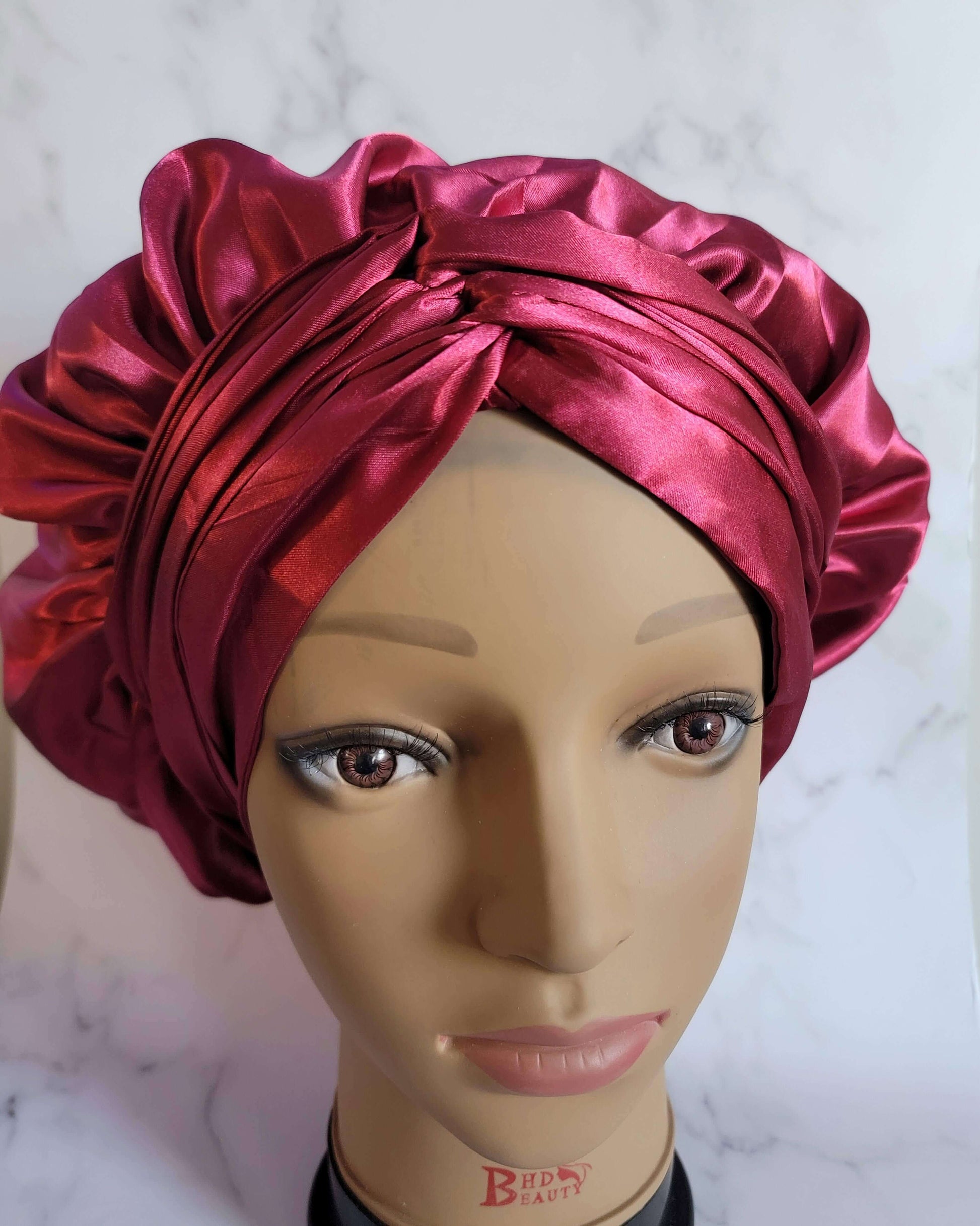 Solid color satin bonnet headwraps